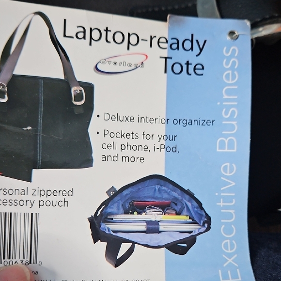 Overland Women's Black Laptop Ready Tote Bag with Silver Buckles - Picture 11 of 14